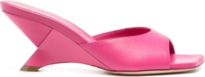 Vic Matié Fuchsia Leren Vierkante Neus Sandalen Pink Dames