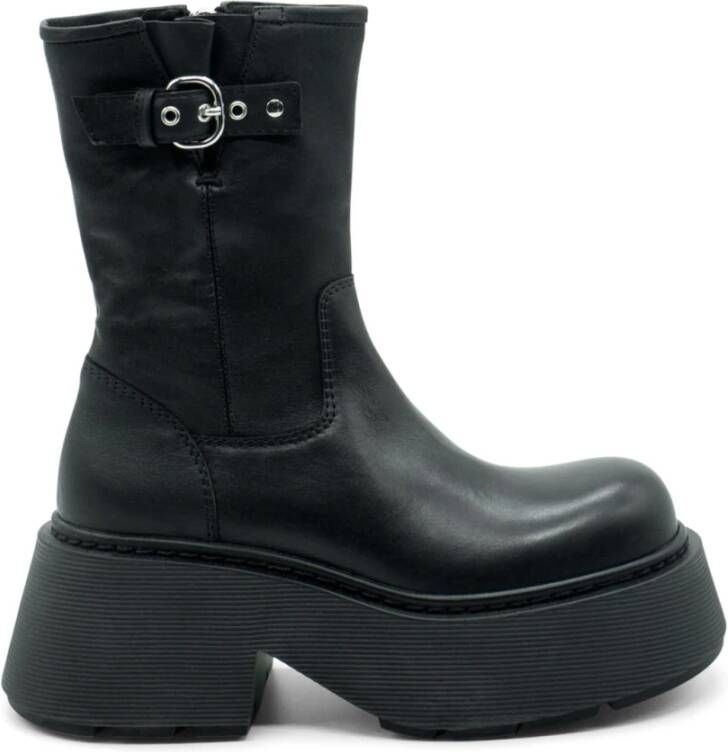 Vic Matié Gestreepte Biker Boot in Zwart Black Dames