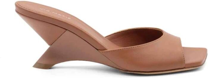 Vic Matié Vierkante Neus Leren Sandalen Clay Beige Dames