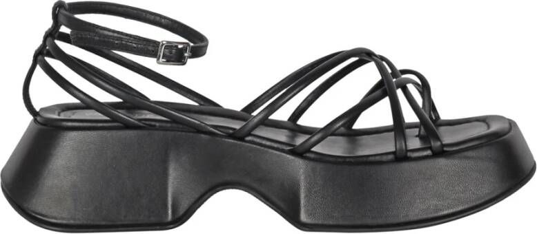 Vic Matié Leren Plateausandalen Black Dames