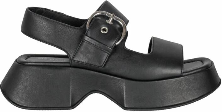 Vic Matié Leren platform sandalen met vierkante neus Black Dames