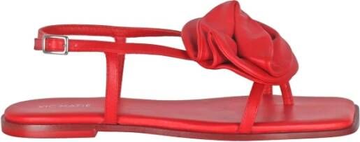 Vic Matié Leren platte sandalen met bloemapplicatie Red Dames