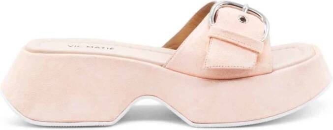 Vic Matié Perzik Leren Mini Yoko Slipper Pink Dames