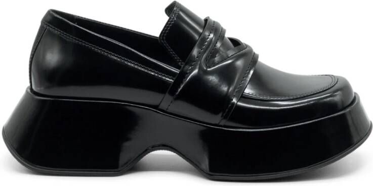 Vic Matié Zwarte Geborsteld Kalfsleren Mocassin Black Dames