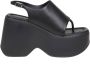 Vic Matié Zwarte Leren Sandalen Black Dames - Thumbnail 1