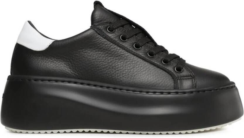 Vic Matié Zwarte Leren Sneakers met Futuristisch Design Black Dames