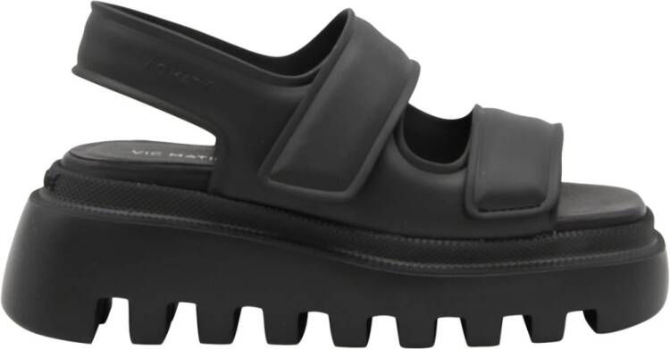 Vic Matié Zwarte rubberen platformsandalen Black Dames