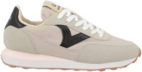 Victoria Beige Damesschoenen Platte Vetersneakers Beige Dames