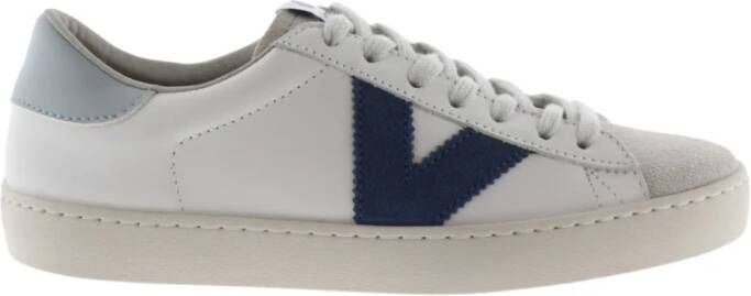 Victoria Contrast Leren Sneakers Grote Maten Blauw Heren