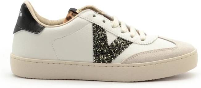 Victoria Gevlekte leren sneakers met glitterdetail Multicolor Dames