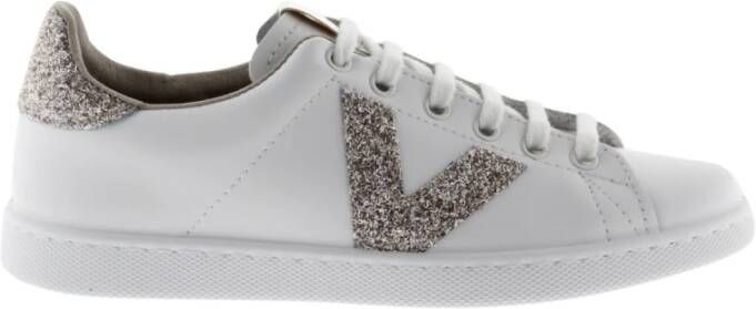 Victoria Leren sportschoenen tennis glitter Beige Dames