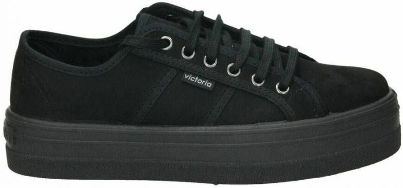 Victoria Zwarte Canvas Platform Sneakers Black Dames