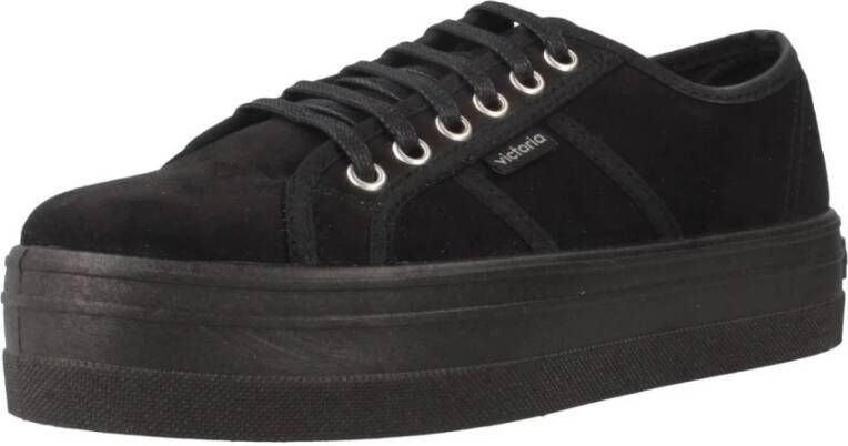 Victoria Zwarte Canvas Platform Sneakers Black Dames