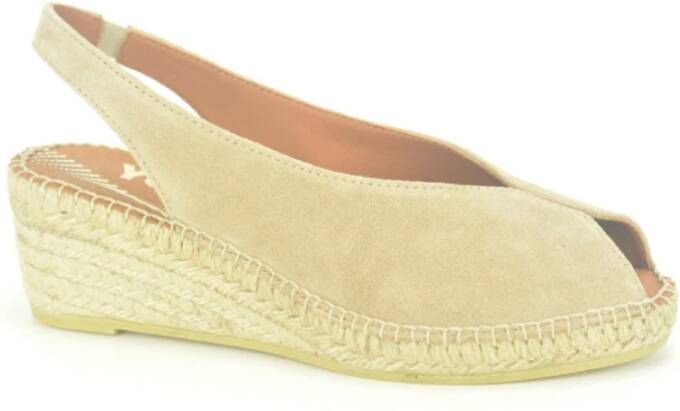 Viguera Beige Suède Sandaal met Jute Detail Beige Dames