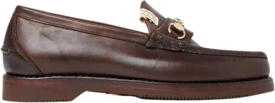 Visvim Graanleren Loafers met Hardware Motif Brown Heren