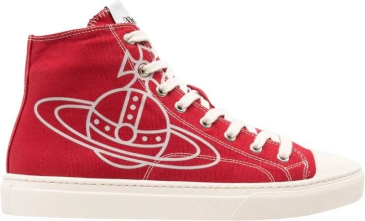 Vivienne Westwood Rode Canvas Sneakers met Handtekening Orb Logo Red Heren