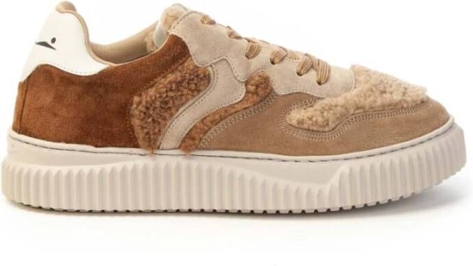 Voile blanche Beige-Bruine Leren Sneaker Laura Beige Dames