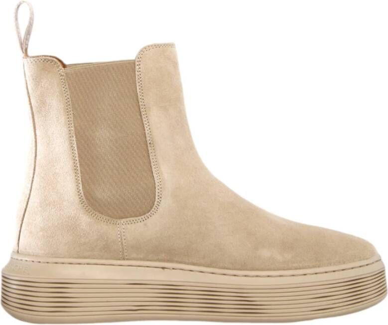 Voile blanche Beige Leren Sneakers Beige Dames