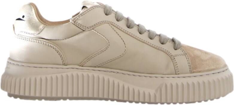 Voile blanche Beige Sneaker van Leer Stof Beige Dames