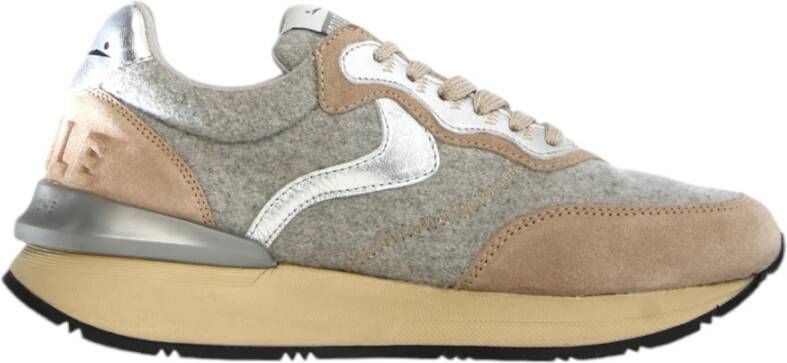 Voile blanche Beige Sneakers in Leer Nylon Multicolor Dames