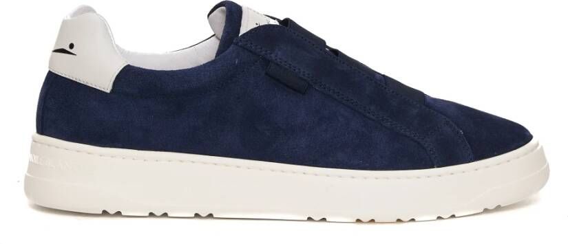 Voile blanche Blauwe Slip-On Sneakers met Witte Rubberen Zool Blue Heren