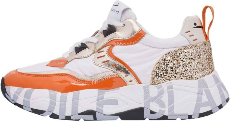 Voile blanche Leather and fabric sneakers Club105. Orange Dames