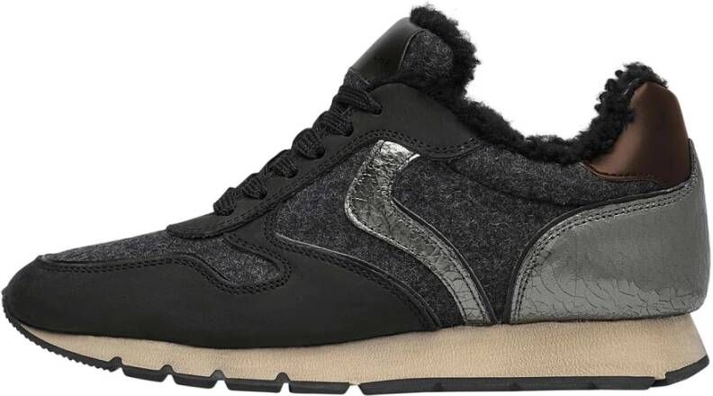 Voile blanche Leather and fabric sneakers Julia FUR Black Dames