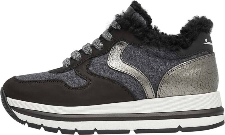 Voile blanche Leather and fabric sneakers Maran FUR Black Dames