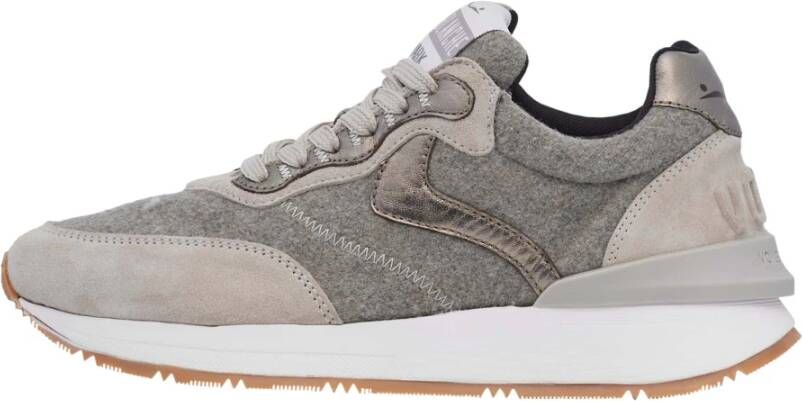 Voile blanche Leather and fabric sneakers Qwark Easy Woman. Beige Dames