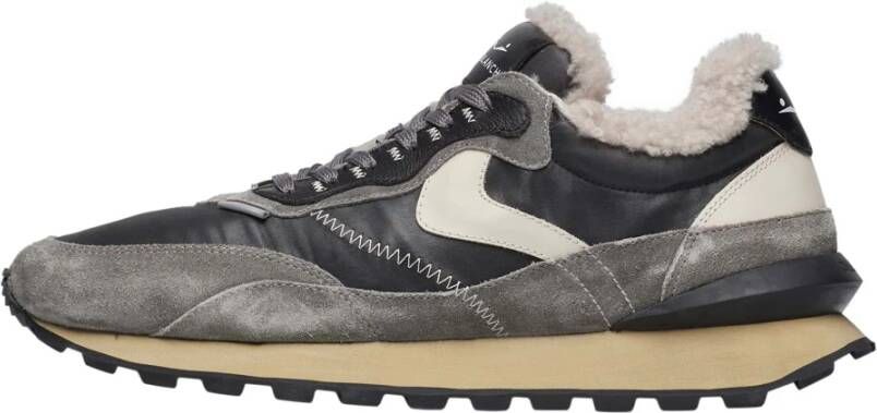 Voile blanche Leather and fabric sneakers Qwark Hype FUR MAN Gray Heren