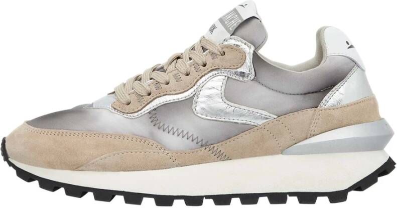 Voile blanche Leather and fabric sneakers Qwark Hype Woman Gray Dames