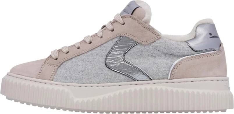 Voile blanche Leather and felt sneakers Lipari FUR Gray Dames