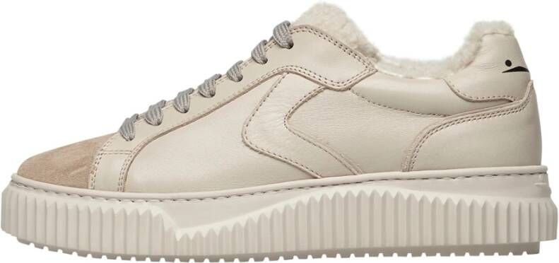 Voile blanche Leather and suede sneakers Lipari FUR Beige Dames