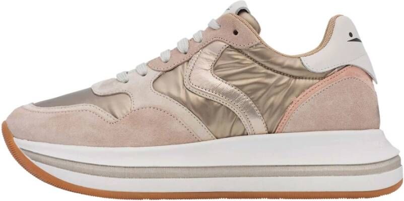 Voile blanche Leather and technical fabric sneakers Melany. Pink Dames