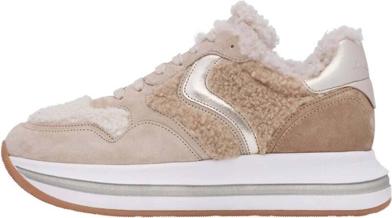 Voile blanche Leather and wool sneakers Melany Fur. Beige Dames