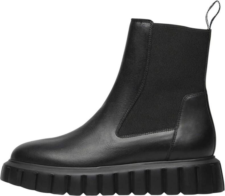 Voile blanche Leather boots Grenelle Chelsea Black Dames