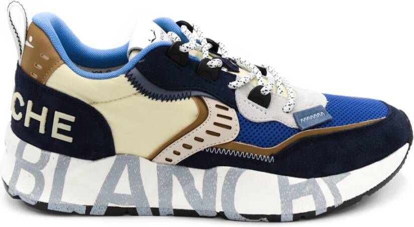 Voile blanche Leren en Stoffen Sneakers voor Heren Blauw Heren