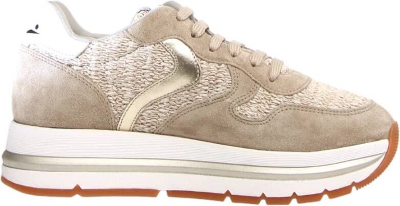 Voile blanche Suede and raffia sneakers Maran Beige Dames