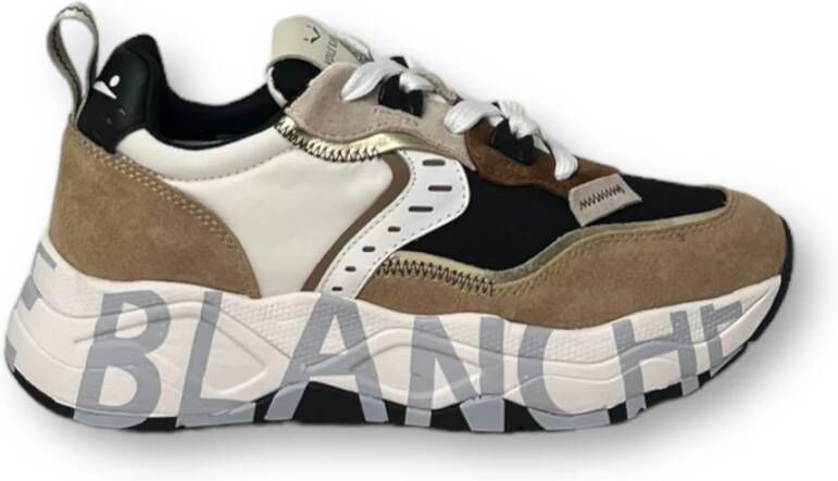 Voile blanche Bruine Sneakers met Leren en Stoffen Voering Brown