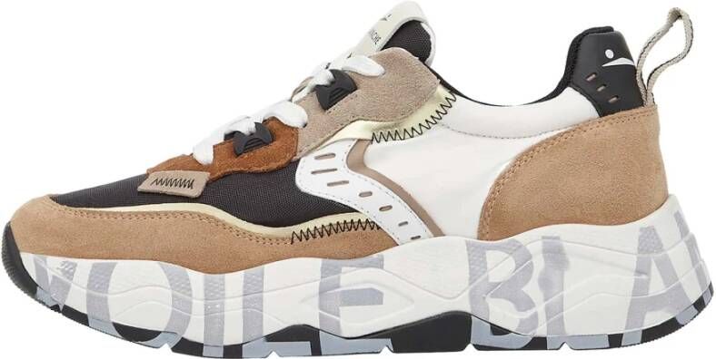 Voile blanche Bruine Sneakers met Leren en Stoffen Voering Brown Dames