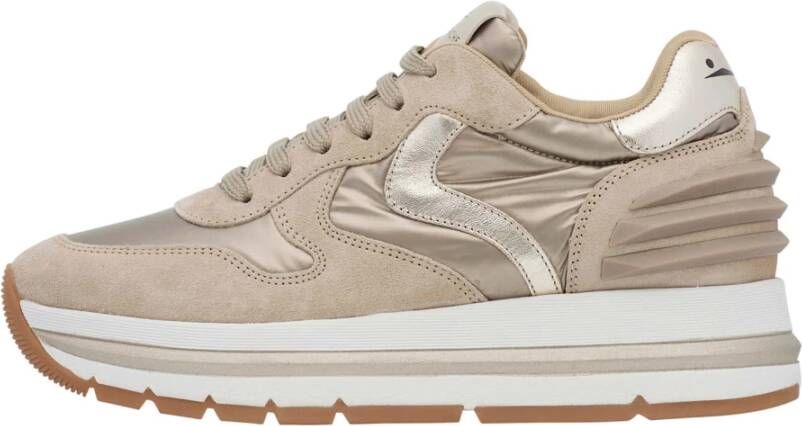 Voile blanche Suede and fabric sneakers Maran Power Beige Dames