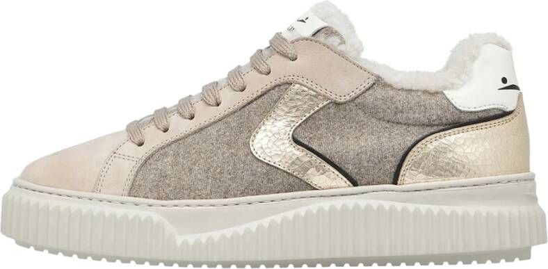 Voile blanche Suede and felt sneakers Lipari FUR Beige Dames