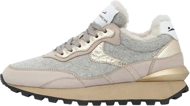 Voile blanche Suede and felt sneakers Qwark Hype FUR Woman Gray Dames