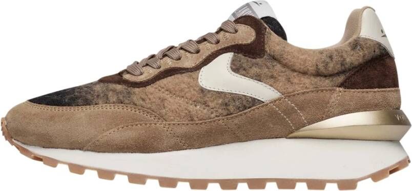 Voile blanche Suede and felt sneakers Qwark Hype Woman Brown Dames