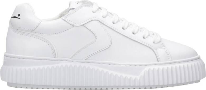 Voile blanche Witte Leren Veterschoenen White Dames