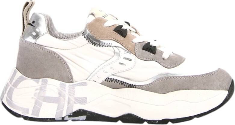 Voile blanche Grijze Sneakers met Leren en Stoffen Voering Grijs Dames