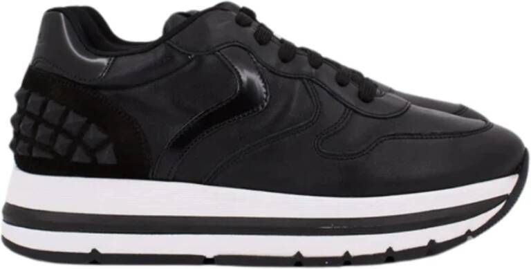 Voile blanche Zwarte Leren Sneakers Maran Stijl Black Dames