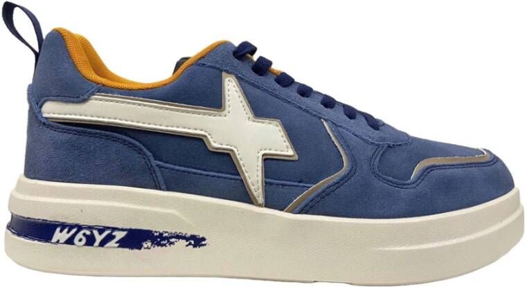 W6Yz Blauwe Leren Sneakers Unisex Blue Heren