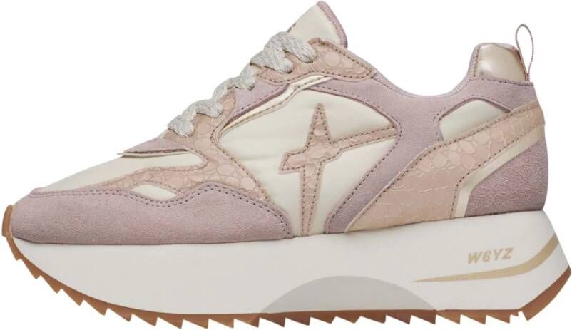 W6Yz Leather and technical fabric sneakers Anny 2 W. Pink Dames