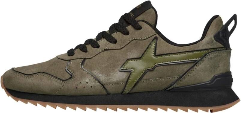 W6Yz Groene Sneakers met Suède Inzetstukken Green Heren